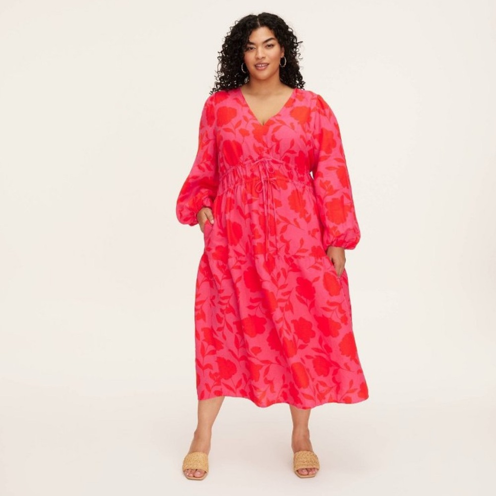 Rose Linen Long
Sleeve Maxi Dress - kate spade new york x Target Red/Pink - Picture 2 of 4